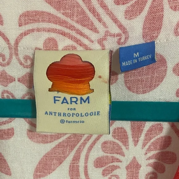 Anthropologie FARMRIO Linen Blend Red and White Patterned Jumpsuit